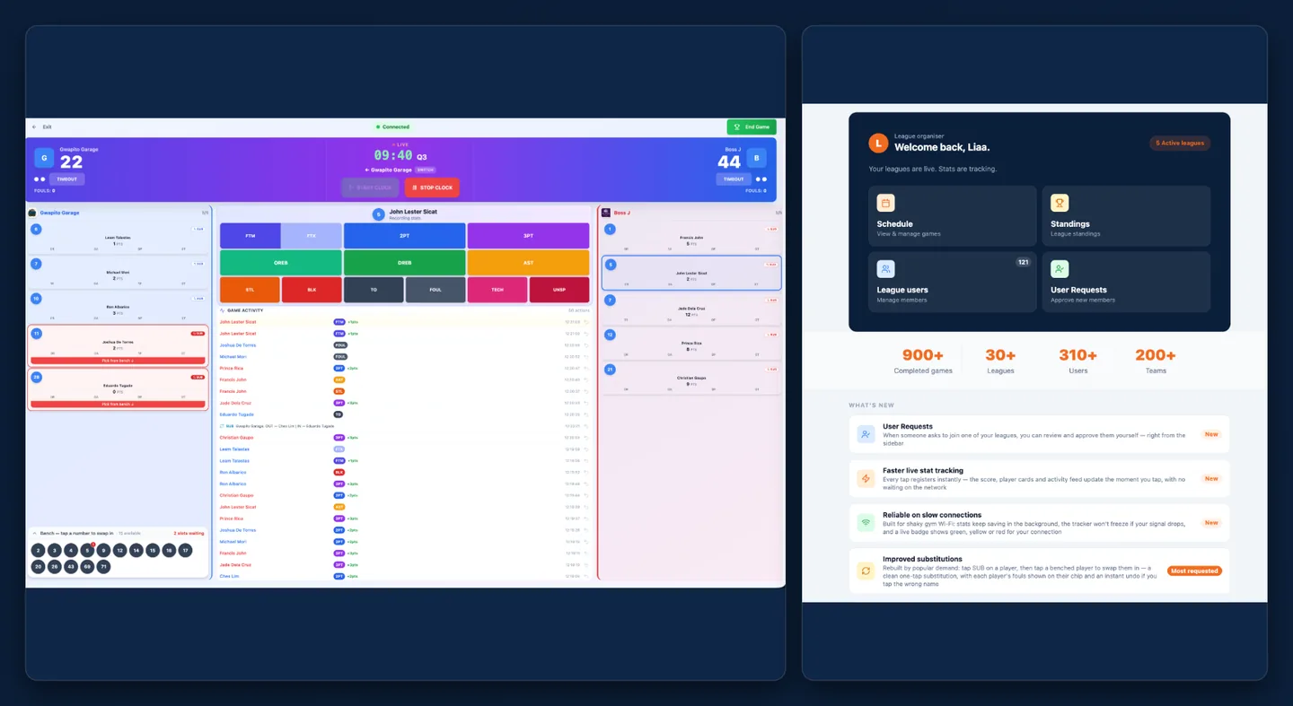 Courtside by AI — league dashboard, leagues, teams, schedule and standings